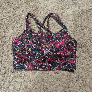 Lululemon Size 4 Sports Bra with Pink and Black Design